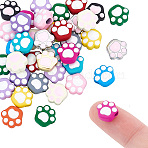 40Pcs Alloy Bead, with Enamel, Cadmium Free & Nickel Free & Lead Free, Paw Print, Mixed Color, 9x10x6mm, Hole: 2.8mm(FIND-UN0016-65)