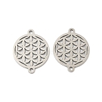 201 Stainless Steel Laser Cut Connector Charms, Hollow Flat Round Links, Non-Tarnish, Stainless Steel Color, 19x15x1mm, Hole: 1.4mm(STAS-P428-08P)