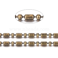 Brass Ball Chains, Ball-Bar Style, Round and Oval, Long-Lasting Plated, Soldered, with Spool, Cadmium Free & Nickel Free & Lead Free, Antique Bronze, 2.5x1.5mm and 1.5mm, about 32.8 Feet(10m)/roll(X-CHC-S008-009D-AB)