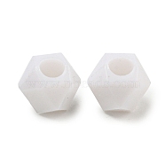 Opaque Acrylic European Beads, Large Hole Beads, Faceted, Bicone, White, 13x12x10mm, Hole: 5mm, about 819pcs/500g(SACR-L007-029A)