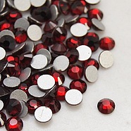 Siam Faceted Glass Flat Back Rhinestone for Nail Art, Grade A, Back Plated, Half Round, 2.7~2.8mm(X-RGLA-C002-SS10-208)