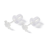 999 Sterling Silver Stud Earrings for Women, with 999 Stamp, Clover, 5x5mm(EJEW-S215-30S-01)