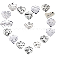 17Pcs Heart with Word 316 Surgical Stainless Steel Pendants, For Mother's Day Jewelry Making, Stainless Steel Color, 1pc/style(STAS-SC0002-27P)