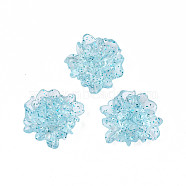 Transparent Acrylic Cabochons, with Glitter Powder, Flower, Sky Blue, 25x22.5x10.5mm(TACR-N006-16-A03)