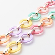 Handmade Link Chains, with Rubberized Style Acrylic Linking Rings & CCB Plastic Linking Rings, Round Ring, Colorful, 34x3mm and 24x15x6mm, 39.37 inch(1m)/strand(AJEW-JB01045-03)