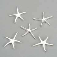 Brass Starfish/Sea Stars Pendants, Silver Color Plated, 32x32mm(KK-BB11654)