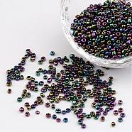 12/0 Iris Round Glass Seed Beads, Colorful, 2mm, Hole: 1mm, about 3304pcs/50g(X-SEED-A009-2mm-603)