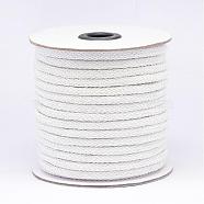 Braided Polyester Cord, White, 6x3mm, about 25yards/roll(NWIR-N007-05)