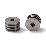 303 Stainless Steel Beads, Half Drilled, Grooved Column, Stainless Steel Color, 8x6mm, Hole: 3.1mm(STAS-Q302-24A-P)