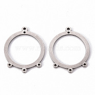 201 Stainless Steel Chandelier Components Links, Round Ring, Laser Cut, Stainless Steel Color, 24.5x20.5x1mm, Hole: 1.2mm and 1mm(X-STAS-T052-28A-P)