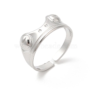 304 Stainless Steel Cuff Finger Rings, Frog Open Rings for Women, Stainless Steel Color, Inner Diameter: 18mm(RJEW-L107-008P)