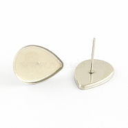 304 Stainless Steel Stud Earring Settings, Stainless Steel Color, teardrop, Tray: 11x15mm, 15x11x1mm, Pin: 0.5mm(X-STAS-Q170-13)