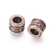 Large Hole Beads, Tibetan Style European Beads, Lead Free & Cadmium Free & Nickel Free, Red Copper, Column, 8.5mm in diameter, 7mm thick, hole: 5mm(X-RLF11539Y-NF)
