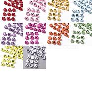200Pcs 10 Colors Opaque Acrylic Beads, Flat Round with Black Random Expression, Mixed Color, 7x4mm, Hole: 1.6mm, 20pcs/color(MACR-SZ0001-76A)