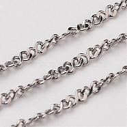 304 Stainless Steel Twisted Chains Curb Chain, Faceted, Soldered, Stainless Steel Color, 1.5x1mm(CHS-K002-27)