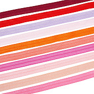 30M 10 Colors Flat Polyester Elastic Cord, Elastic Band, Garment Accessories, with 10Pcs Metallic Wire Twist Ties, Mixed Color, 15mm, about 3m/color(OCOR-BC0006-33B)