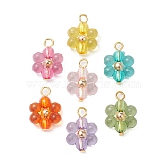 Acrylic Pendants, with CCB Plastic Spacer Beads and Iron Flat Head Pins, Flower, Mixed Color, 22.5x15x6mm, Hole: 3mm(PALLOY-JF02688)