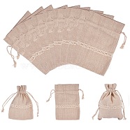 PandaHall Elite Cotton Packing Pouches, Drawstring Bags, with Lace, Tan, 14~15x10~11cm, 20pcs/set(OP-PH0001-06)
