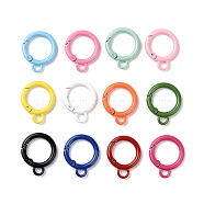 Spray Painted Alloy Spring Gate Rings, Rings, Mixed Color, 31x25x4mm, Hole: 4.8mm, inner diameter: 18mm(PALLOY-K257-01)