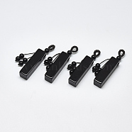 Natural Black Agate Big Pendants, with Braided Nylon Cord, Cuboid, 55~65mm, Hole: 3~7mm(G-T122-31K)