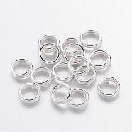 Iron Split Rings, Double Loops Jump Rings, Cadmium Free & Lead Free, Silver Color Plated, 4x1.4mm, about 3.3mm inner diameter, about 990pcs/50g(X-JRDS4mm)