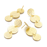 Brass Ear Studs, Long-Lasting Plated, Flat Round, Matte Gold Color, 51~52mm, pin: 0.8mm(KK-G365-08MG)