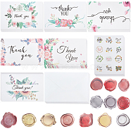 PandaHall Elite Adhesive Wax Seal Stickers, Paper Envelope and Flower Pattern Greeting Cards Sets for Diary Craft Scrapbook DIY Gift, Mixed Color, 39.5~47x35~41.5x0.2mm, 45pcs/box, 1box(DIY-PH0003-11)