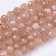 Natural Sunstone Beads Strands, Faceted, Round, 3mm, Hole: 0.7mm, about 120pcs/strand, 15.75 inch(40cm)(G-R462-036)