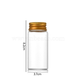 Clear Glass Bottles Bead Containers, Screw Top Bead Storage Tubes with Aluminum Cap, Column, Golden, 3.7x8cm, Capacity: 60ml(2.03fl. oz)(CON-WH0085-76E-02)