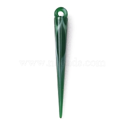 Opaque Resin Imitation Gemstones Pendants, Cone, Green, 36x4mm, Hole: 1.6mm(RESI-WH0027-16C)