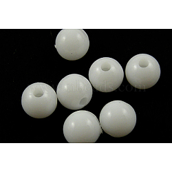 Opaque Acrylic Beads, Round, White, Size: about 4mm in diameter, hole: 1mm(X-PL681-3)