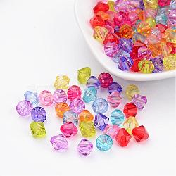 Mixed Color Chunky Dyed Transparent Acrylic Faceted Bicone Spacer Beads for Kids Jewelry, 8mm in diameter, hole: 1mm(X-DBB8mm)