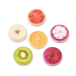 Printed Opaque Acrylic Beads, Fruit Slice Shape, Mixed Color, 18x4.5mm, Hole: 1.3mm(AC-CBAA127-01)
