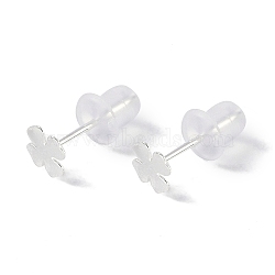 999 Fine Silver Stud Earrings for Women, with 999 Stamp, Clover, 5x5mm(EJEW-S215-30S-01)