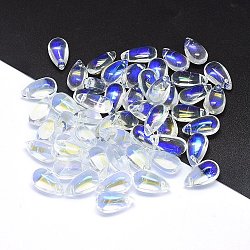 Transparent Glass Charms, Teardrop, Clear AB, 14x8x5mm, Hole: 1.2mm(GLAA-YW0003-03)