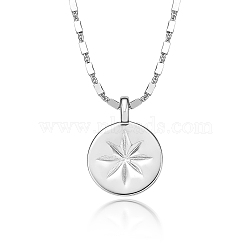 Vintage S925 Silver Eight-pointed Star Coin Pendant Necklace Retro Style(MV8352-3)
