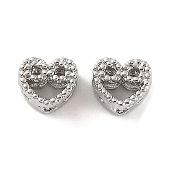 Brass Beads, Cadmium Free & Nickel Free & Lead Free, Heart, Platinum, 5x6x4mm, Hole: 1.6mm(KK-S389-33P)