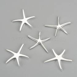 Brass Starfish/Sea Stars Pendants, Silver Color Plated, 32x32mm(KK-BB11654)