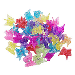 Kids Hair Accessories, Plastic Claw Hair Clips, with Glitter Powder, Butterfly, Mixed Color, 17~18x18~19x21~22mm(OHAR-S197-075B)