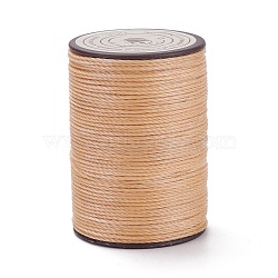 Round Waxed Polyester Thread String, Micro Macrame Cord, Twisted Cord, for Leather Sewing Stitching, BurlyWood, 0.8mm, about 54.68 Yards(50m)/Roll(YC-D004-02E-SJ05)