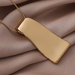 Vintage 316 Surgical Stainless Steel Geometric Wavy Trapezoid Pendant Necklaces for Women, Golden, 15.75 inch(40cm)(RU3983)