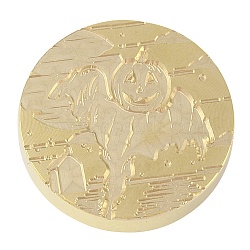 Halloween Wax Seal Brass Stamp Heads, for Wax Seal Stamp, Golden, Pumpkin, 25.5x14mm, Hole: 7.5mm(AJEW-I068-A16)