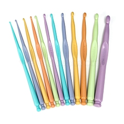 ABS Plastci Handle Head Crochet Hook Set, Handmade Knitting Tools, Mixed Color, 150mm(PW-WG52426-01)