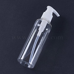 PET Plastic Cosmetic Lotion Pump Bottle Packaging, Refillable Bottles, Clear, 17.9x4.6cm,capacity: about 200ml(MRMJ-WH0009-06-200ml)