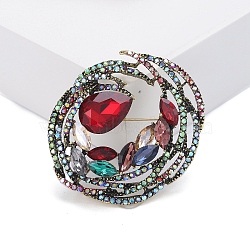 Wreath Alloy Rhinestone Brooches, Siam, 50x45mm(PW-WGB5E79-01)