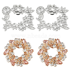 4Pcs 2 Style Alloy Rhinestone Shoe Buckle Clips, Detachable Shoe Decoration, Rectangle & Wreath, Mixed Color, 54x56x14mm & 51x60.5x11mm, 2pcs/style(AJEW-FG0003-32)