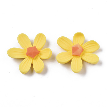 Opaque Resin Cabochons, Flower, Gold, 30x29x8mm