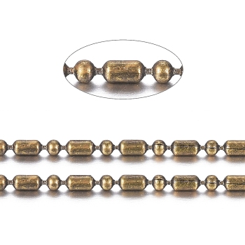 Brass Ball Chains, Ball-Bar Style, Round and Oval, Long-Lasting Plated, Soldered, with Spool, Cadmium Free & Nickel Free & Lead Free, Antique Bronze, 2.5x1.5mm and 1.5mm, about 32.8 Feet(10m)/roll