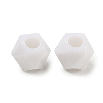 Opaque Acrylic European Beads, Large Hole Beads, Faceted, Bicone, White, 13x12x10mm, Hole: 5mm, about 819pcs/500g
