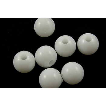 Opaque Acrylic Beads, Round, White, Size: about 4mm in diameter, hole: 1mm